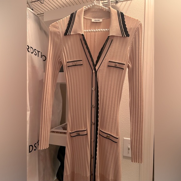 Sandro Alexandrine Ribbed Midi Dress S - Picture 5 of 9